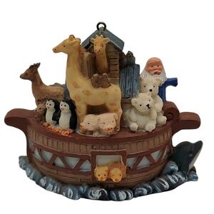 Vintage Noahs Ark Christmas Ornament Resin Animals Two By Two‎ Three Inches SEE